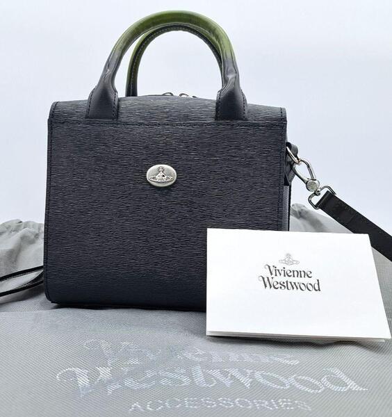 極美品★ヴィヴィアンウエストウッド Vivienne Westwood ギャランティ付 NEW ADVAN ショルダーバッグ バッグ 2Way ブラック 黒 オーブ