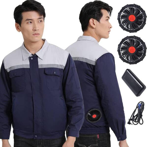 空調作業服最新12V 冷感空調長袖ウェア 扇風機・バッテリー付き サイズ:XL