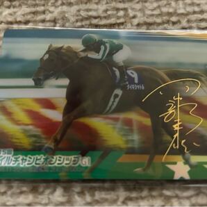 サラブレッドホースコレクション タイキシャトル 岡部幸雄騎手 金箔押しサイン バンダイ 競馬 カード