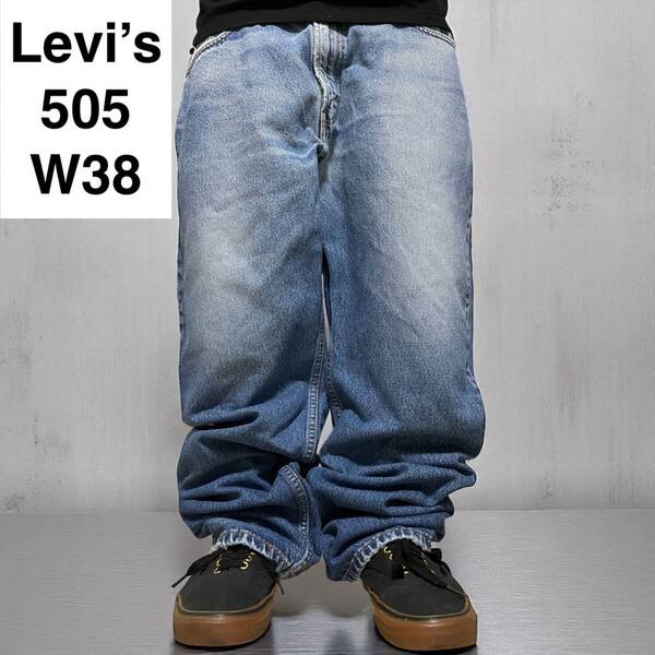 Levi's リーバイス 505 w38 l32 デニム ジーンズ 古着 青 ブルー ジーパン Gパン 青 メンズ テーパードデニム ボトムス 中古品 levis 極太