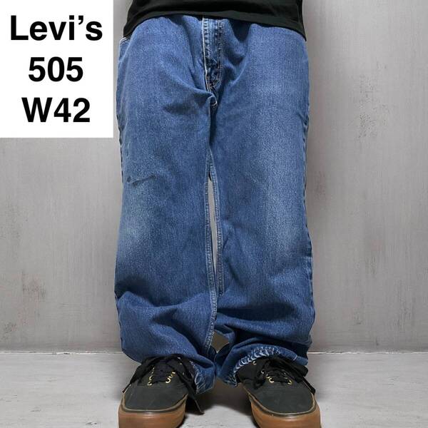 Levi's リーバイス 505 w42 l30 デニム ジーンズ 古着 ブルー ジーパン Gパン 青 極太デニム オーバーサイズ ビッグサイズ levis ボトムス