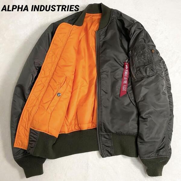 【人気シリーズ!良品】ALPHA INDUSTRIES アルファインダストリーズ MA-1 アウター カーキ オレンジ リバーシブル フライトジャケット S