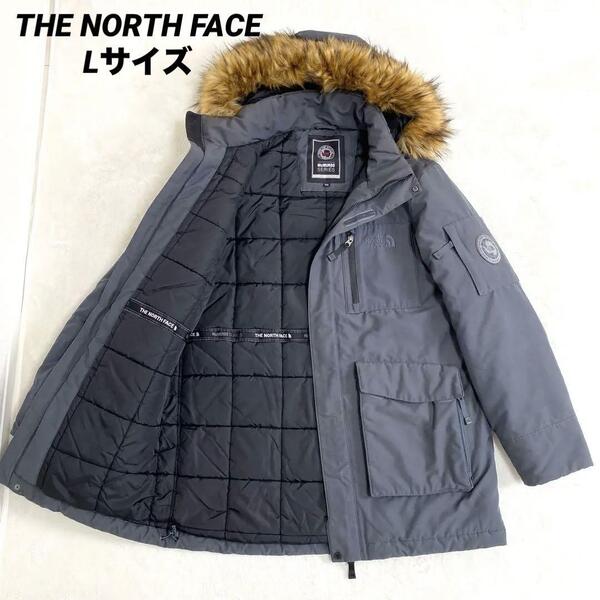 【良品】THE NORTH FACE ノースフェイス マクマードパーカー ダウン ジャケット VX グレー 黒 100 Lサイズ相当 フード ファー着脱 メンズ