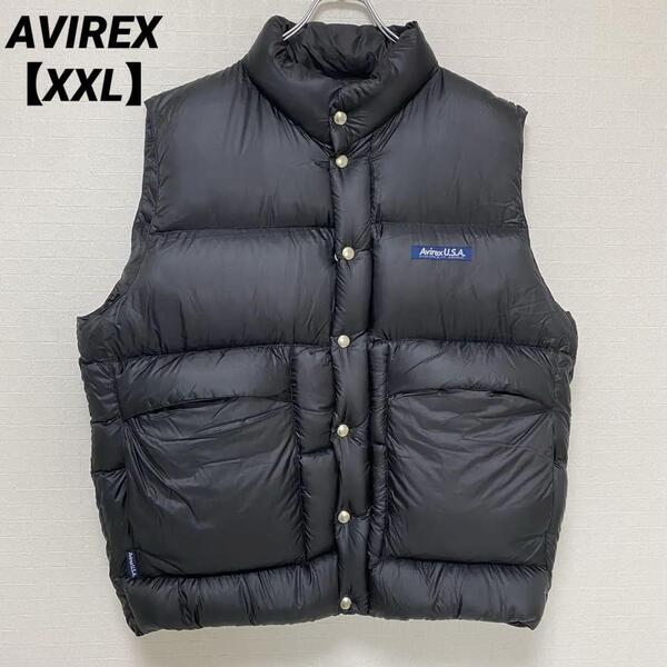【XXLサイズ!美品】アヴィレックス AVIREX USA ダウンベスト ブラック 大きいサイズ URBAN DOWN VEST JACKET 軽量 大きいサイズ メンズ