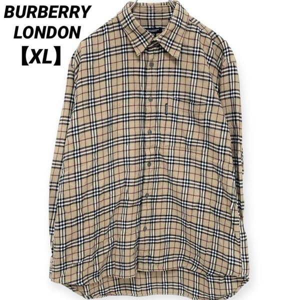 【XLサイズ】バーバリーロンドン BURBERRY LONDON ノバチェックシャツ 長袖 コットン100% ゆったり 春夏秋冬 メンズ 大きいサイズ ボタン