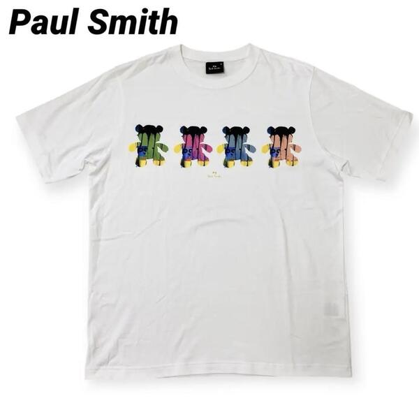【良品 XLサイズ!】Paul Smith ポールスミス Tシャツ 白 ホワイト クマ カラフル マルチカラー プリント 半袖 メンズ レディース 春夏