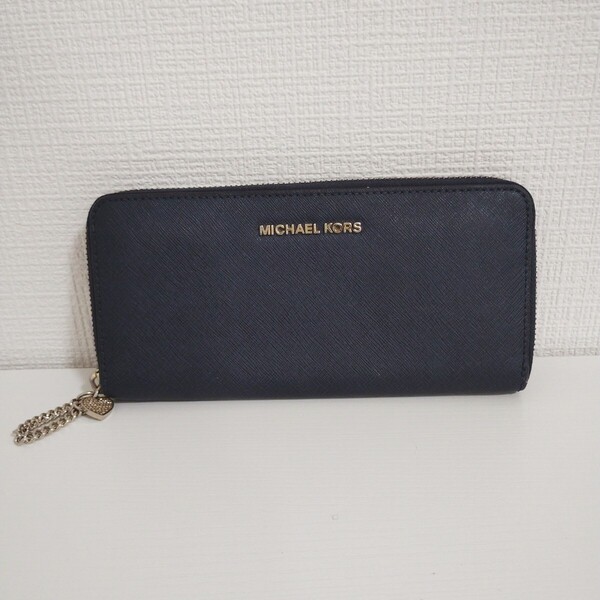 MICHAEL KORS マイケルコース 長財布 ラウンドファスナー レザー ロングウォレット ネイビー 小銭入れあり レディース 財布 送料無料