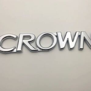 CROWN エンブレム ロゴステッカー 14.7cm × 2.8cm ABS樹脂製 クローム トヨタ クラウン用 シルバー