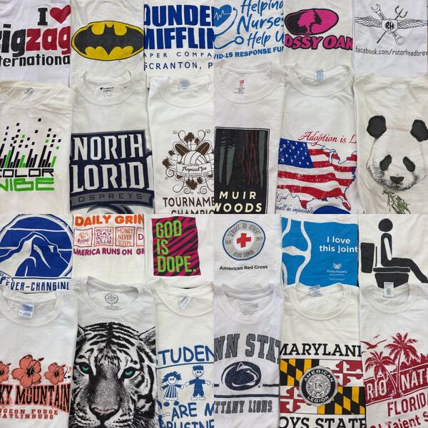 USA古着卸 まとめ売り 48 メンズ白Tシャツ 24枚 A品 ベール アソート ホワイト プリント S M L XL 2XL