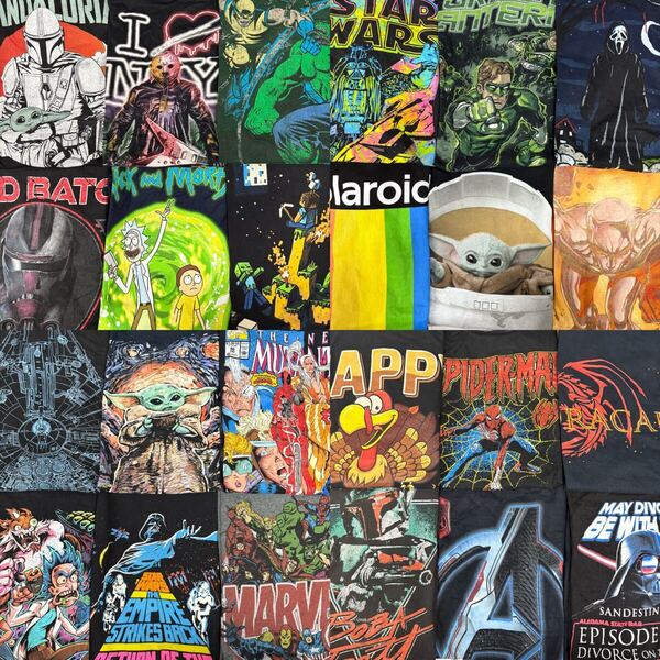 USA古着卸 まとめ売り 44 アニメ キャラクター カンパニーTシャツ 24枚 ベール アソート S M L XL 2XL スターウォーズ マーベル