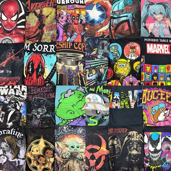 USA古着卸 まとめ売り 46 アニメ キャラクター カンパニーTシャツ 24枚 ベール アソート S M L XL スターウォーズ マーベル