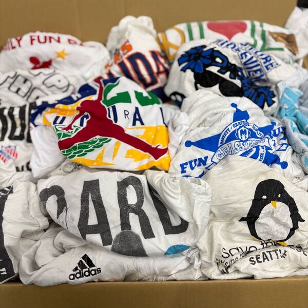 USA古着 まとめ売り ①レディース ユース白Tシャツ&メンズ白ポロシャツ 75枚 未検品 ホワイト ジャンク ダスト
