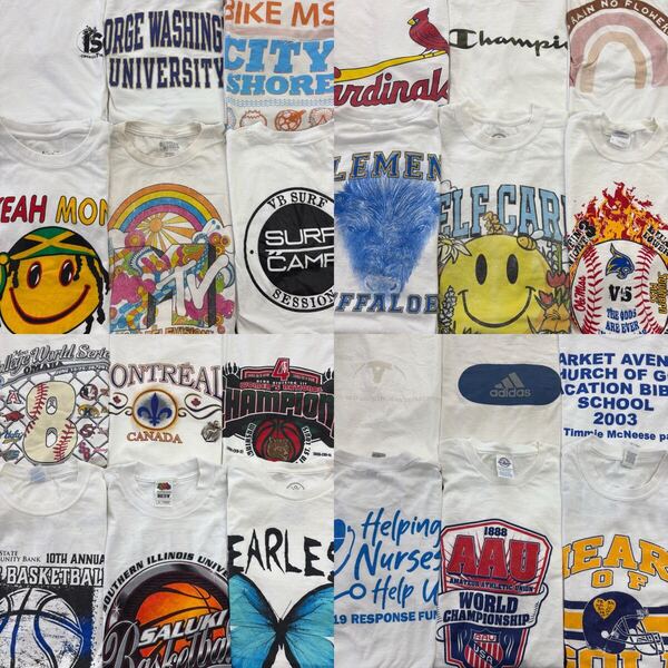 USA古着卸 まとめ売り 50 メンズ白Tシャツ 24枚 ベール アソート S M L XL ホワイト プリント