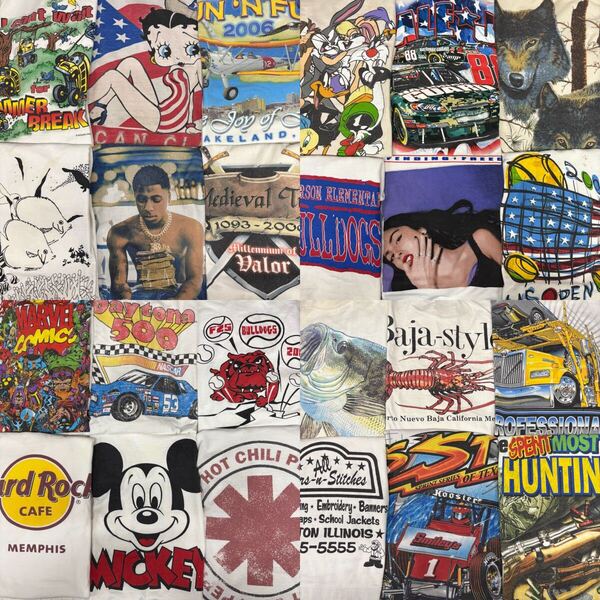 USA古着卸 まとめ売り 56 グッドレギュラーTシャツ 白 AB〜B品 ホワイト バンド ミュージック アニメ キャラクター ナスカー レーシング