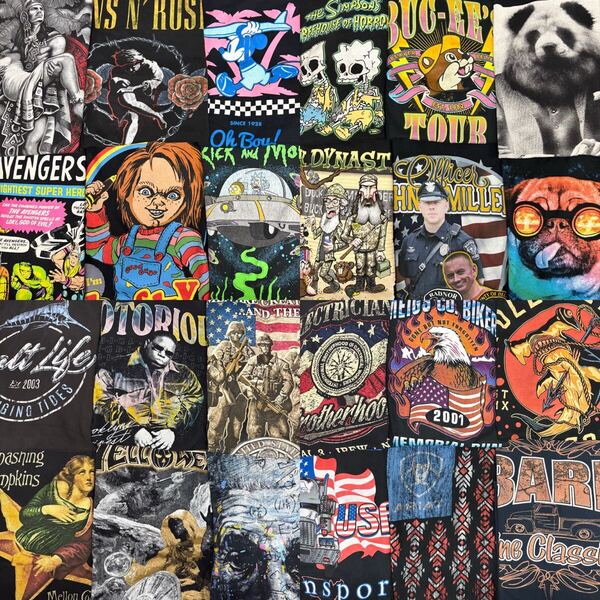 USA古着卸 まとめ売り 34 グッドレギュラーTシャツ A品 24枚 ベール アソート バンド ミュージック ムービー アニメ キャラクター