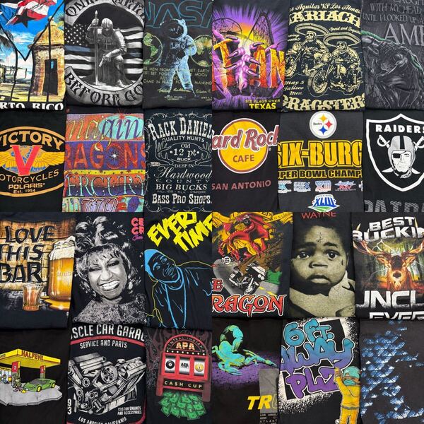 USA古着卸 まとめ売り 40 グッドレギュラーTシャツ 24枚 ベール アソート ミュージック アーティスト アニマル バイク ビール カジノ