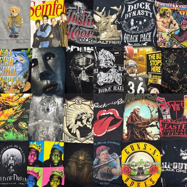 USA古着卸 まとめ売り 42 グッドレギュラーTシャツ A品 24枚 ベール アソート バンド ムービー アーティスト ポロベア アニマル バイク