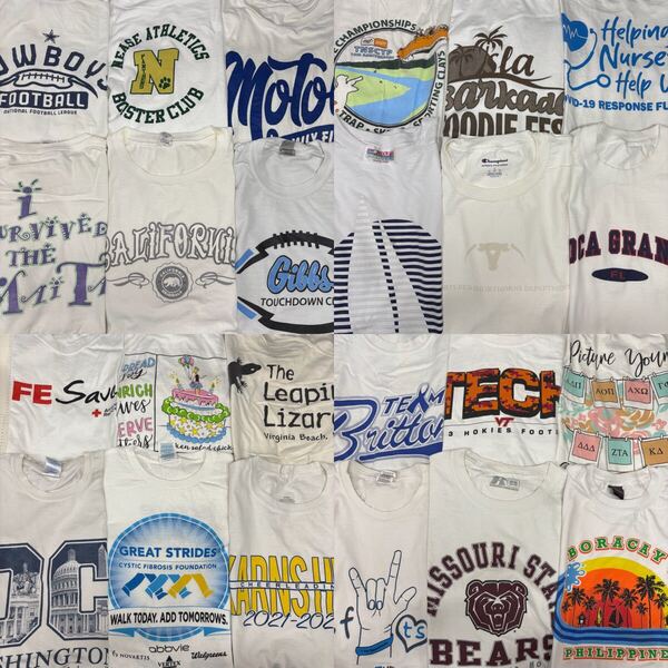 USA古着卸 まとめ売り 52 メンズ白Tシャツ A品 24枚 ベール アソート プリント ワンポイント S M L XL 2XL 3XL