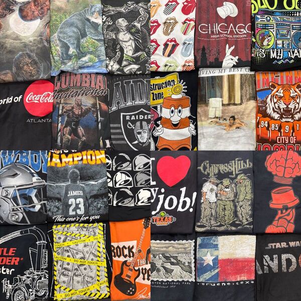 USA古着卸 まとめ売り 43 グッドレギュラーTシャツ A品 24枚 ベール アソート バンド ムービー ラッパー 総柄 アニマル 映画 コカコーラ
