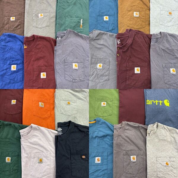USA古着卸 まとめ売り 10 ワークブランド BIGサイズTシャツ 24枚 ベール アソート carhartt Dickies timberland 半袖 長袖 ワンポイント