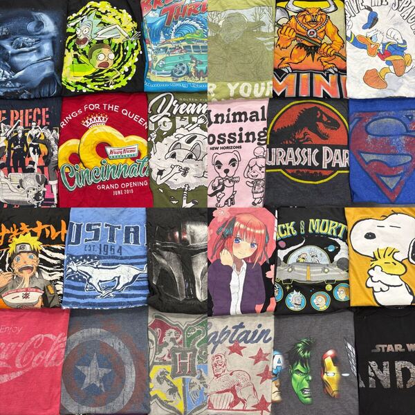 USA古着卸 まとめ売り 53 アニメ キャラクター カンパニーTシャツ 24枚 ベール アソート ディズニー スターウォーズ スヌーピー ムービー