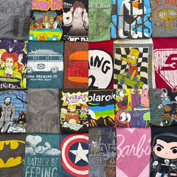 USA古着卸 まとめ売り 54アニメ キャラクター カンパニーTシャツ 24枚ベール アソート ディズニー バーガーキング スヌーピー シンプソンズ