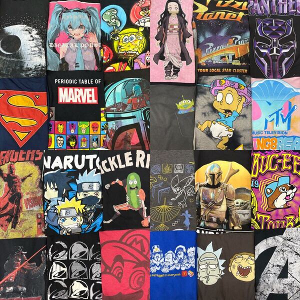 USA古着卸 まとめ売り 46 アニメ キャラクター カンパニーTシャツ 24枚 ベール アソート ディズニー マーベル スターウォーズ マクドナルド