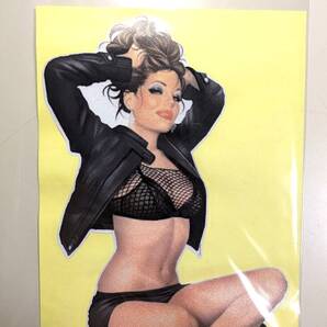 匿名送料無料 SK12-0507 特価 美人 黒 ハイヒール 胡坐 SEXY!! キラキラ セクシーステッカー レトロ ギター ボード デカール