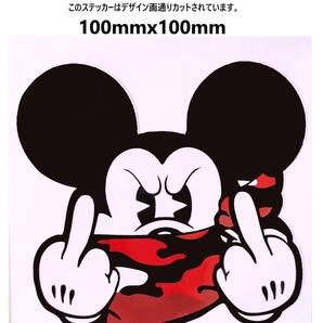 GW60-3 特価 ヴィンテージスタイル 赤 マウス ネズミ ダブルデュース 侮辱サイン 挑発 ダメージ加工 レトロ ガレージ デカール