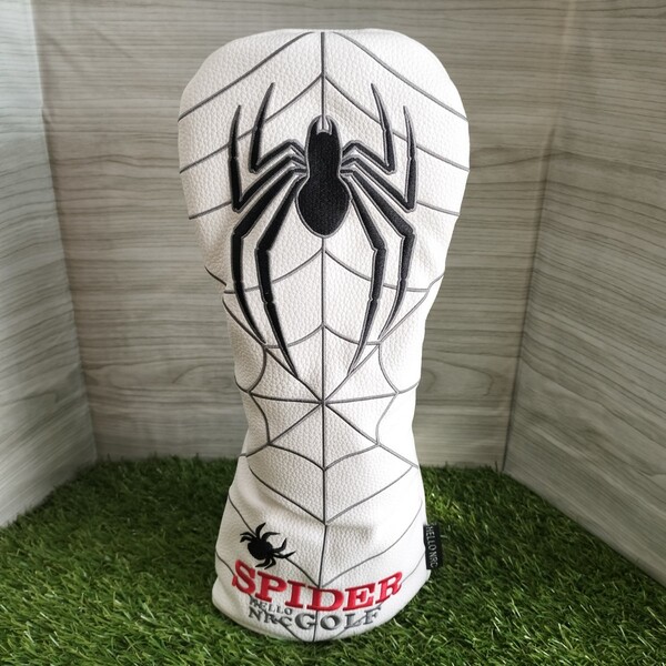 【DR】ゴルフヘッドカバー ドライバー用 白スパイダー