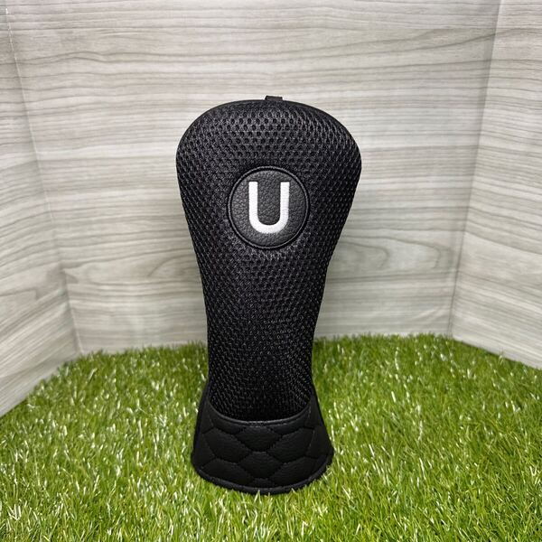 【UT】 ゴルフヘッドカバー ユーティリティ用 黒メッシュ