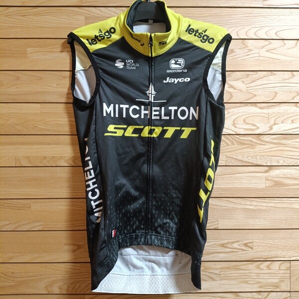 支給品 Mitchelton-SCOTT サーマルベスト ミッチェルトンスコット 裏起毛 春秋冬 防寒 ジレ サイクルジャージ ロードバイク 自転車