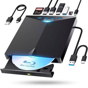 a)ブルーレイドライブUSB3.0&Type-CBlu-ray 外付けドライブ Windows11 10/8/7/XP Mac対応 パソコン M-DISC BDXL対応 TF/SD/USBポート付き