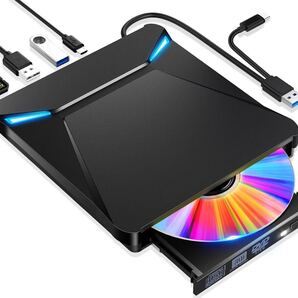 P)DVDドライブ 外付け6In1新モデル・多機能・USB3.0TFカード/SDカード/CD/DVD読取・書込 デスクトップパソコン対応 日本語取扱説明書付き