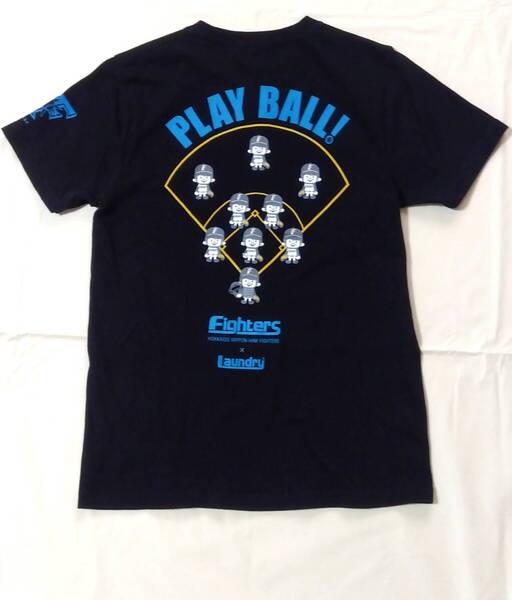 Laundry ランドリー Fighters 北海道 日本ハムファイターズ 半袖 Tシャツ 両面プリント メンズ S 黒 レディース キッズにも 7717