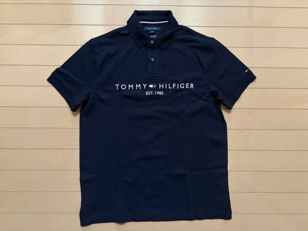 (新品)トミーヒルフィガー (Tommy Hilfiger) メンズ レギュラーフィット 刺繍入り ポロシャツ ブラック Mサイズ