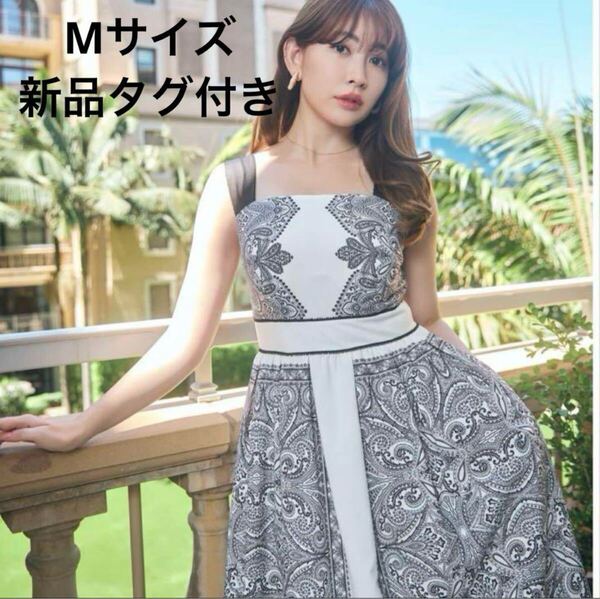 herlipto Marbella Panel Printed Dress M ハーリップトゥ ワンピース こじはる ブラック 黒