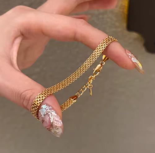 1099★大ヒット・現品限り★ゴールド ブレスレット S925 刻印 内径18㎝ バングル ジュエリー アクセサリー 金 シンプル 編み込み かわいい