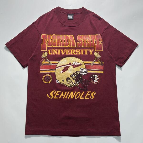 90's スクリーンスターズ USA製 アメリカ製 ビンテージTシャツ L ボルドー シングルステッチ フロリダ カレッジ HTK6725