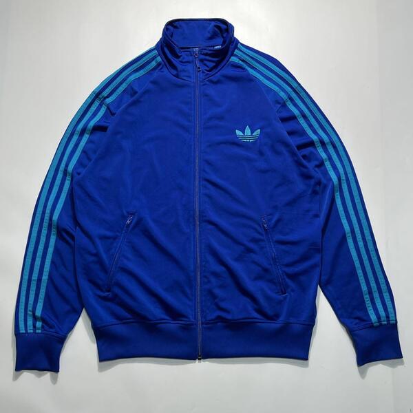 adidas アディダス トラックジャケット ジャージ XL 青系 ファイヤーバード ワンポイント 刺トレフォイルロゴ HTK6735