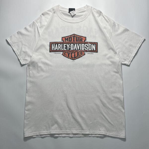 HARLEY DAVIDSON ハーレーダビッドソン ハーレーTシャツ L 白 ホワイト 両面バーアンドシールドロゴ HTK6828
