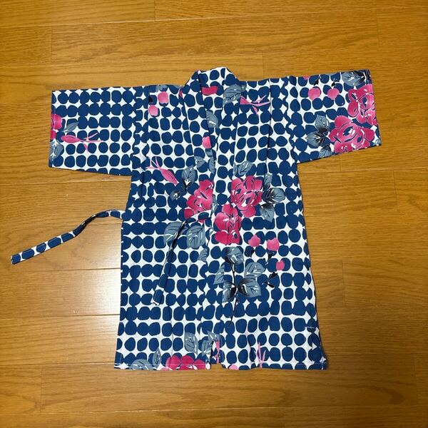 未使用 ハンドメイド ベビー浴衣 90 帯なし 花柄