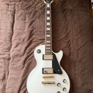 【調整済】epiphone Lespaul Custom pro white エピフォン レスポール カスタム エレキギター