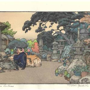 真作保証 吉田遠志 木版画 014105 石燈籠 Stone Lanterns 初摺1941年 新版画の巨匠 吉田遠志の希少作品をご自宅でご堪能ください!