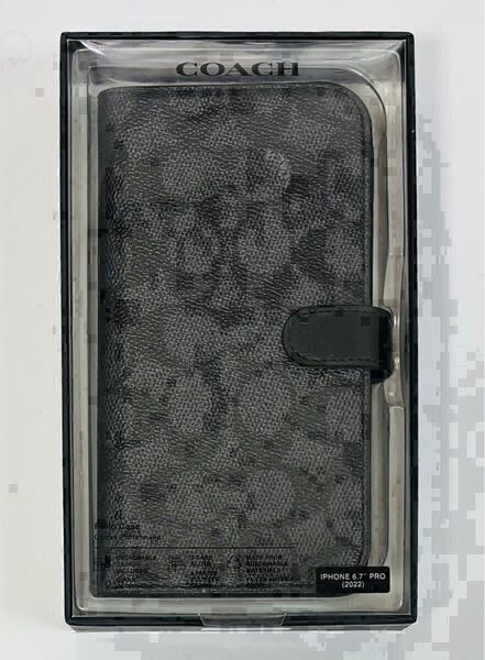 新品 送料無料 COACH iphone14 pro max ケース 手帳型 コーチ スマホケース CIPH-125-SCBLK