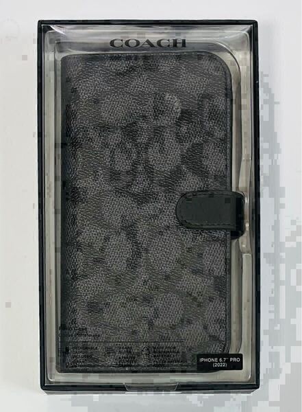 新品 送料無料 COACH iphone14 pro max ケース 手帳型 コーチ スマホケース CIPH-125-SCBLK