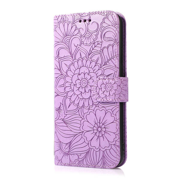 iPhone 7 8 SE2 SE3 SE (第2世代/第3世代) ケース スマホ 手帳型 カードケース 全面花柄 フラワー パープル 紫色 アイフォン