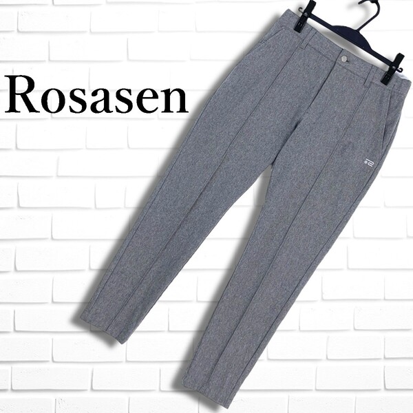 ◆美品◆ Rosasen ロサーセン ロゴ 刺繍 ストレッチ イージー パンツ スラックス ゴルフ ウェア グレー メンズ 79 ◆送料無料◆ 5725E◇