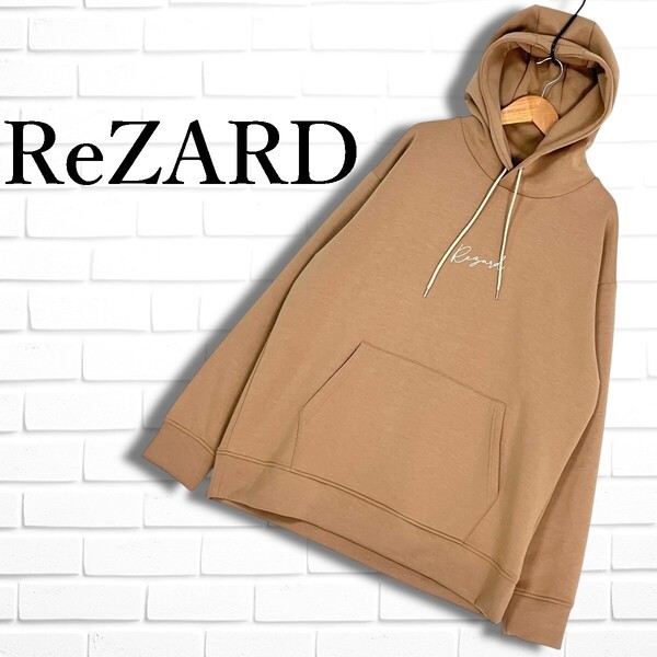◆美品◆ ReZARD リザード ロゴ 刺繍 オーバーサイズ プルオーバー スウェット パーカー べージュ メンズ M ◆日本製 送料無料◆ 2365F□