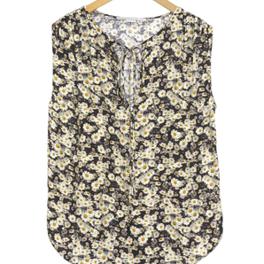 ステラマッカートニー STELLA McCARTNEY ブラウス カットソー 花柄 シルク ノースリーブ リボン ブラック マルチカラー size 38 レディース